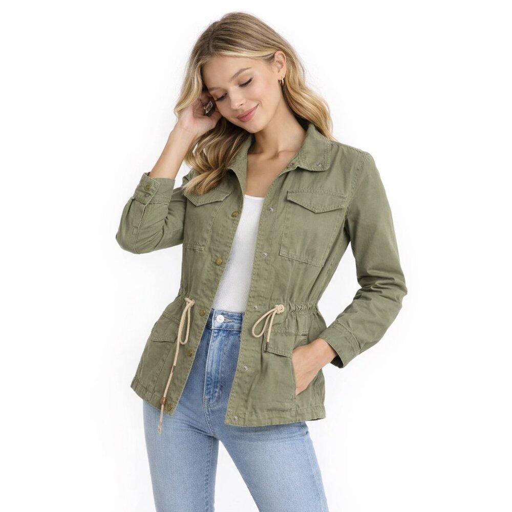 Levi Lined Army Green Ginch Waist Utility Jacket Size Small